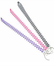 Black White Grid Key Strap ID Badge Holders Checker Mobile Neck Straps Phone Lanyard2759204