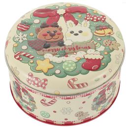 Storage Bottles Cookie Tin With Lid Christmas Candy Containers Biscuit Tinplate Supplies