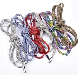 2021 Full Rhinestone Crafts DIY Drawstring Trousers Rope Cap RopeS Rainbow Shoelace Bling Belt Bowknot Lazy Elastic Shoelaces Clot2534286