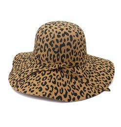 Large Brim Leopard Print Felt Dome Hat Wome Fedora Hats Fascinators Hat for Women Elegant Floppy Cap Sun Protection Chapeau9934352
