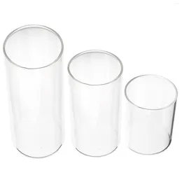 Candle Holders 3pcs Glass Cover Candleholder Cup Shade Windproof Cylinder