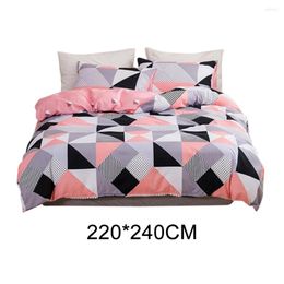 Bedding Sets 3pcs With Zipper Closure Soft Pillow Cases Geometric Printed Thickened Bed Sheet Duvet Cover Set Washable Polyester