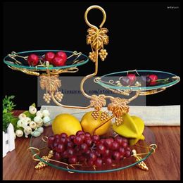 Plates European Three-layer Tempered Glass Fruit Plate El Ktv Modern Creative Multi-layer Living Room Candy