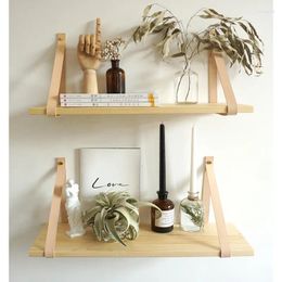 Decorative Plates Premium Wood Shelves PU Strip Hanging Wall Mounted Plant Flower Pot Indoor Small Objects Board Storage Rack