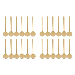 Coffee Scoops 24Pcs Round Shape Spoon Stainless Steel Mini Teaspoons Sugar Dessert (Gold) Retail