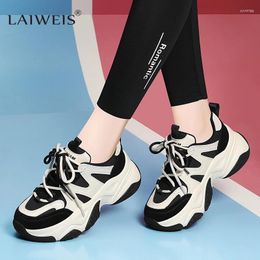 Casual Shoes Luxury Women Wedge Sneakers Genuine Leather Mixed Colour Thick Bottom Sports Ladies Fashion Designer Flat