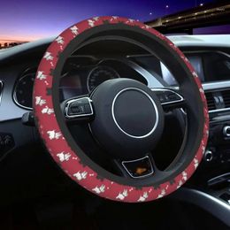 Steering Wheel Covers 37-38 Car Red Scottish Terrier Dog Scottie Tartan Braid On The Cover Auto Accessories