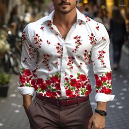 Men's Dress Shirts Shirt Suit Buttons Casual Floral HD Pattern Soft And Comfortable Material Street Outdoor 2024 Tops Plus Size