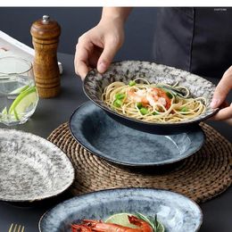 Plates Oval Ceramic Plate Japanese Home Creative Personality Dish Rice Deep Art Restaurant Household Tableware