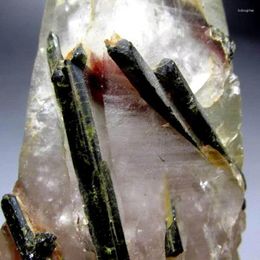 Decorative Figurines 449g Quartz W/ Green/Pink Tourmaline - Crystals And Stones Healing Mineral Specimen Home Decor Feng Shui Decoration