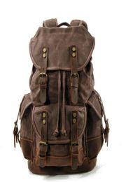 Backpack European And American Outdoor Leisure Student Bag Large Capacity Travel Canvas Stitching Leather Climbing8207642