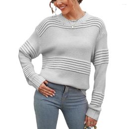 Women's Sweaters Knitted Sweater Bottoming Shirt Long Sleeve Pit Striped Pullover