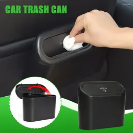 Interior Accessories Car Organizer Clamshell Trash Bin Hanging Vehicle Garbage Dust Case Storage Box Black ABS Square Pressing Can