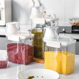 Storage Bottles Kitchen Multi-Purpose Airtight Jars For Grains Beans Transparent Plastic Durable Handles Organised Accessories