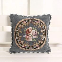 Pillow European Retro Flower Print Cover 45x45 Office Chair Living Room Throw Home Decoration Case Square