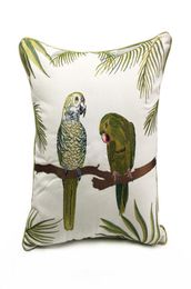 Deluxe Embroidery Parrots Plant Designer Pillow Cover Sofa Cushion Cover Canvas Home Bedding Decorative Pillowcase 18x18quot Sel8726556