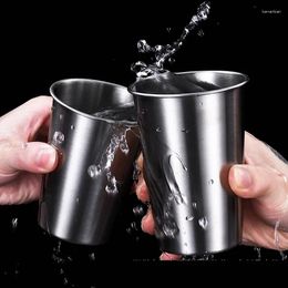 Mugs 304# Stainless Steel Cup Beer Juice Anti Falling Coffee Cold Drink