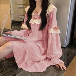 Women's Sleepwear 2024 Spring Autumn Korean Nightdress Loose Casual Student Sweet Sleepshirts Girls Long-sleeved Nightgowns Loungewear
