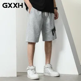 Men's Shorts GXXH Mens 80% Cotton Summer Short Pants Fashion Drawstring Men Casual Letter Printed Knee Length Plus Size 6xl