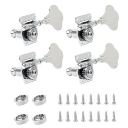 Cables 4Pcs Guitar Tuning Pegs Electric Bass Tuner Peg Guitar Open Gear Tuning Pegs Machine Heads for Fender Jazz Bass Guitar Silver