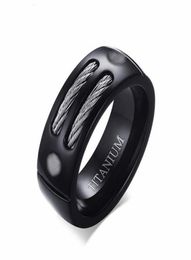 Fashion Mens Titanium Rings for Wedding Bands Black Pure Titanium Steel Rings Drop8470144