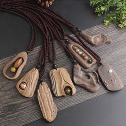 Pendant Necklaces Women Men Necklace Handmade Vintage Resin Wood Statement & Pendants Long Rope Wooden Jewelry Gifts