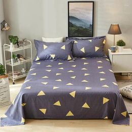 Bedding Sets Grey Blue Five-pointed Star Print Flat Sheet Cotton Bed For Children/Adults Pillow Cases Set