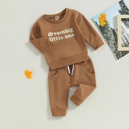 Clothing Sets Baby Girls 2 Piece Outfits Letters Print Long Sleeve Crew Neck Sweatshirt Elastic Waist Sweatpants Casual