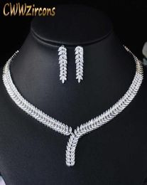 Gorgeous White Gold Colour African Nigerian Design Fashion Bridal Wedding CZ Crystal Jewellery Set for Women Party T035 210714288U4595011