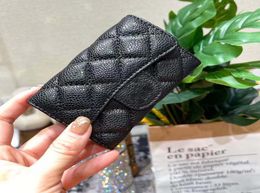 CC22 new fashion card holder printing ladies short wallet coin color leather leather texture luxury black belt box2494926
