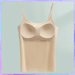 Women's Tanks Padded Tank Top With Straps Summer Ice Silk Sexy Sports Seamless Bras Tube Tops Cups Ladies Vest Built-In Cup