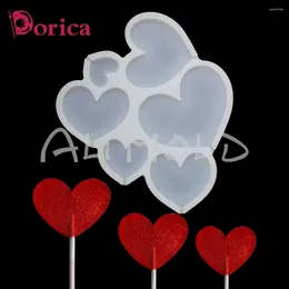 Baking Moulds Dorica Love Heart Shape Epoxy Resin Mold Diy Chocolate Lollipop Mould Cake Decorating Tools Kitchen Supplies Silicone Bakeware
