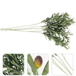 Decorative Flowers 5 Pcs Bar Table Desktop Artificial Small Fake Plants Olive Branches Stems For Vases Plastic Greenery