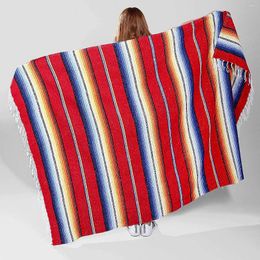 Blankets Mexican Blanket Striped Beach Towel Sofa Outdoor Picnic Travel Shawl Cover Woven Jacquard Decor Tablecloth