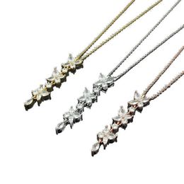 Womens Pendant Necklaces Four leaf horse drill Necklace Designer Jewelry mens Three flowers Necklace Complete Brand as Wedding Chr2864