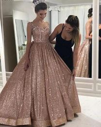 Party Dresses Modern Rose Gold African Reflective Prom Beaded Crystals Backless Sequined Quinceanera Gowns Sparkly Formal Wear