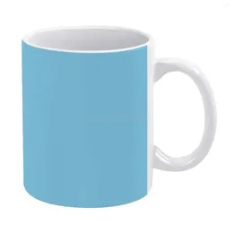 Mugs PLAIN SOLID SKY BLUE-100 BLUE SHADES ON OZCUSHIONS ALL PRODUCTS White Mug 11oz Funny Ceramic Coffee Tea Milk Cups So