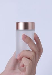 Frosted Clear 5g 10g 15g 30g 50g 60g 100g Glass Cream Bottles Eye Cream Pot Cosmetic Cream Jars With Rose Gold Cap4008761