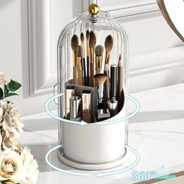 Storage Boxes Luxury 360° Rotating Make Up Brush Holder With Lid Cosmetic Organiser Lipstick Eyebrow Pencil Eye Shadow Box