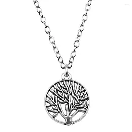 Pendant Necklaces 1pcs Small Size Round Tree Choker Necklace Couple Pendants Charms For Jewelry Making Cute Chain Length 43 5cm