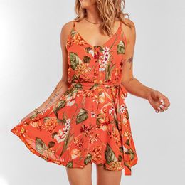 Casual Dresses European And American-Style Loose Belly-Covering Slim-Waist Slim Looking Floral Dress