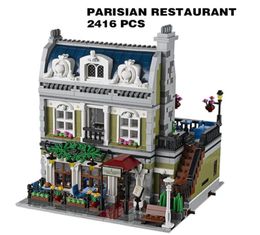 With 5 MINI Figures Parisian Restaurant Building Blocks Bricks Model Architecture City StreetView Toy Birthday Christmas Gift6619159