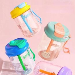 Water Bottles 500ML Tritan Summer Plastic Cup With Lid And Straw Lovely Coffee For Girl Bottle School