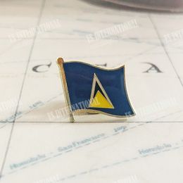 SAINT LUCIA National Flag Embroidery Patches Badge Shield And Square Shape Pin One Set On The Cloth Armband Backpack Decoration