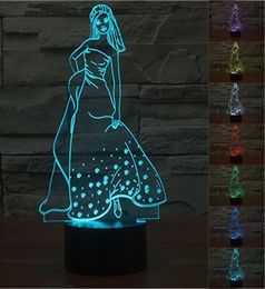 3D Princess 3D Night Light 7 Colour Change LED Table Lamp Xmas Toy Gift for girls9033423