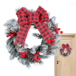 Decorative Flowers Vintage Christmas Wreath Winter Ball Bow Garland Artificial Farmhouse Front Door With Ribbon