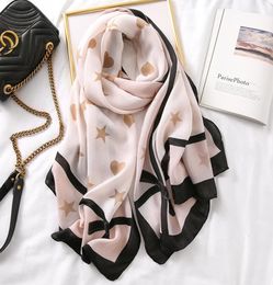 Scarves Designer Star Heart Print Women Shawl Stole Scarf Pink Large Hijab Scarvs For Ladies Spring Summer Wrap Headband Foulard F3972687