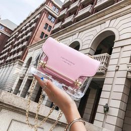 Shoulder Bags Fashion Messenger Bag Cross Body For Woman Lovly Chain Transparent Side Pink Purses Designer Satchels