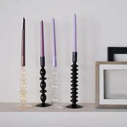 Candle Holders Glass Holder For Home Decor Decorative Handmade Wedding Decorations Romantic Pillar Candlestick
