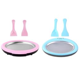 Makers Household Mini Rolled Ice Cream Maker with 2 Spatulas Ice Tray Fried Yogurt Machine Instant Ice Cream Maker Pan Round Dropship